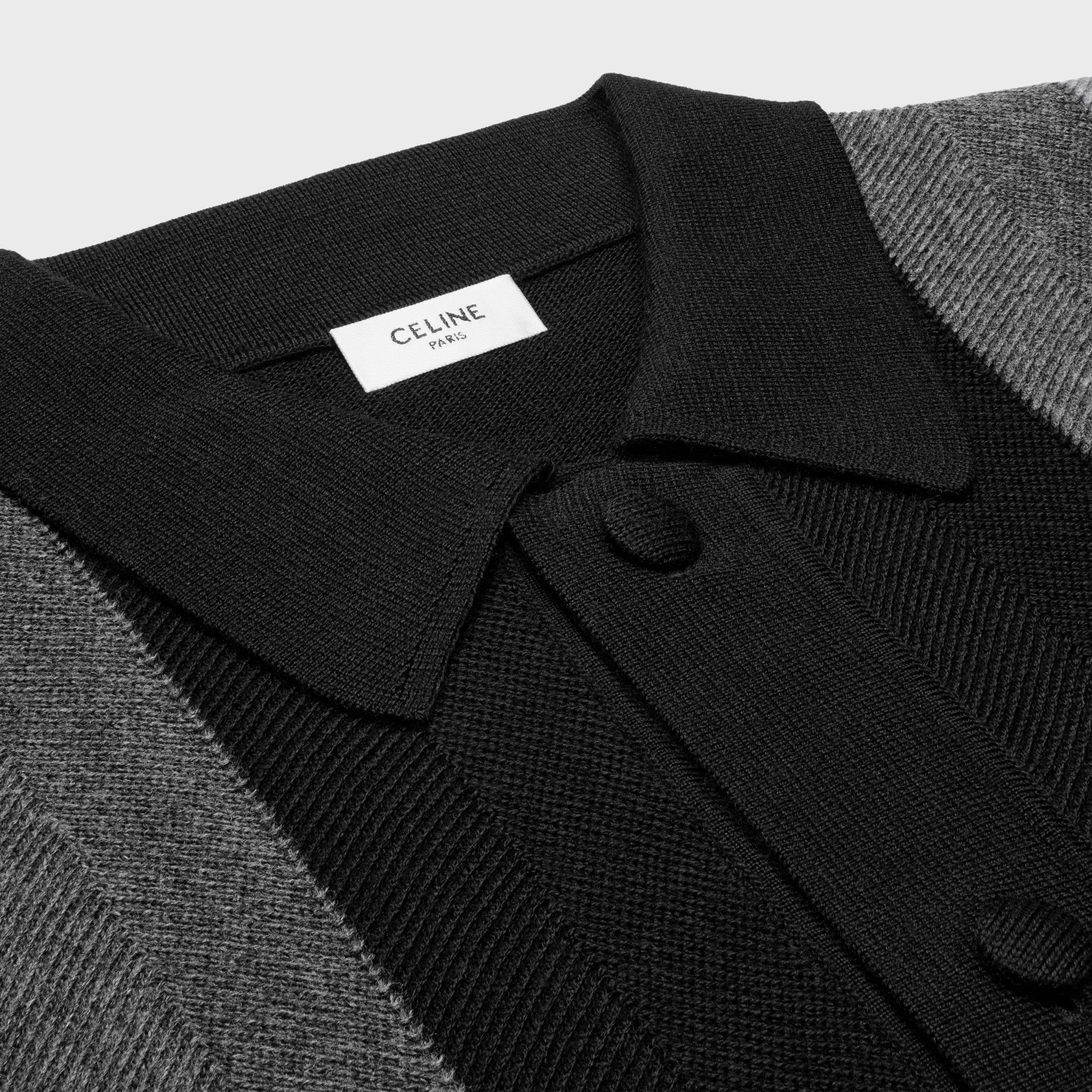Cardigan Col Polo Laine Bowling - Grey - Image 4