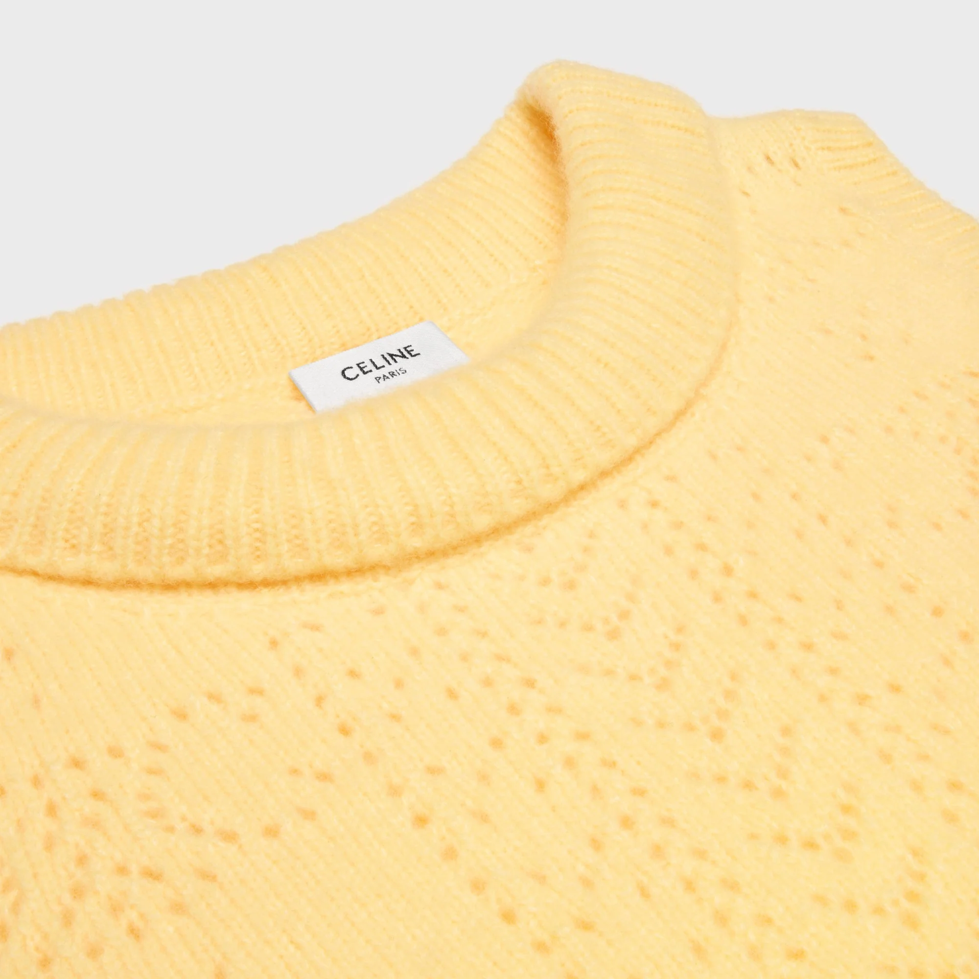 Wool Cashmere Sleeveless Sweater Pull Col Benitier Sans Manches Laine Cachemire Soie Pointelle - Pale Yellow - Image 4