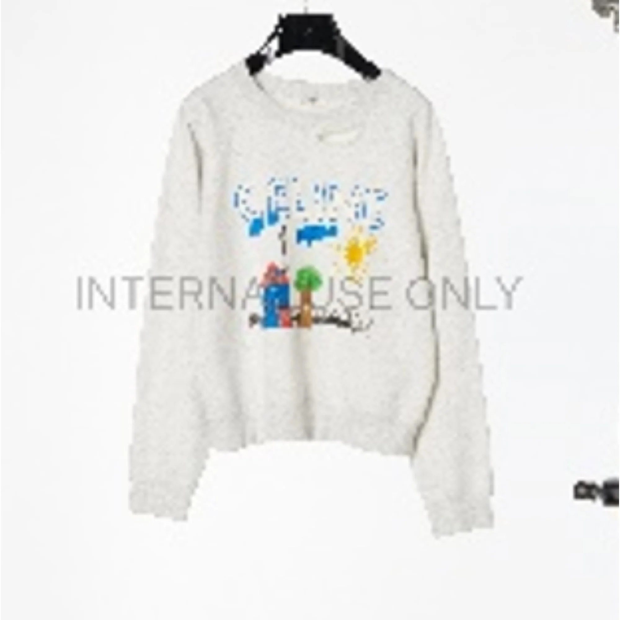 Regular Sweatshirt Cotton Fleece - Pale Grey/ Multico