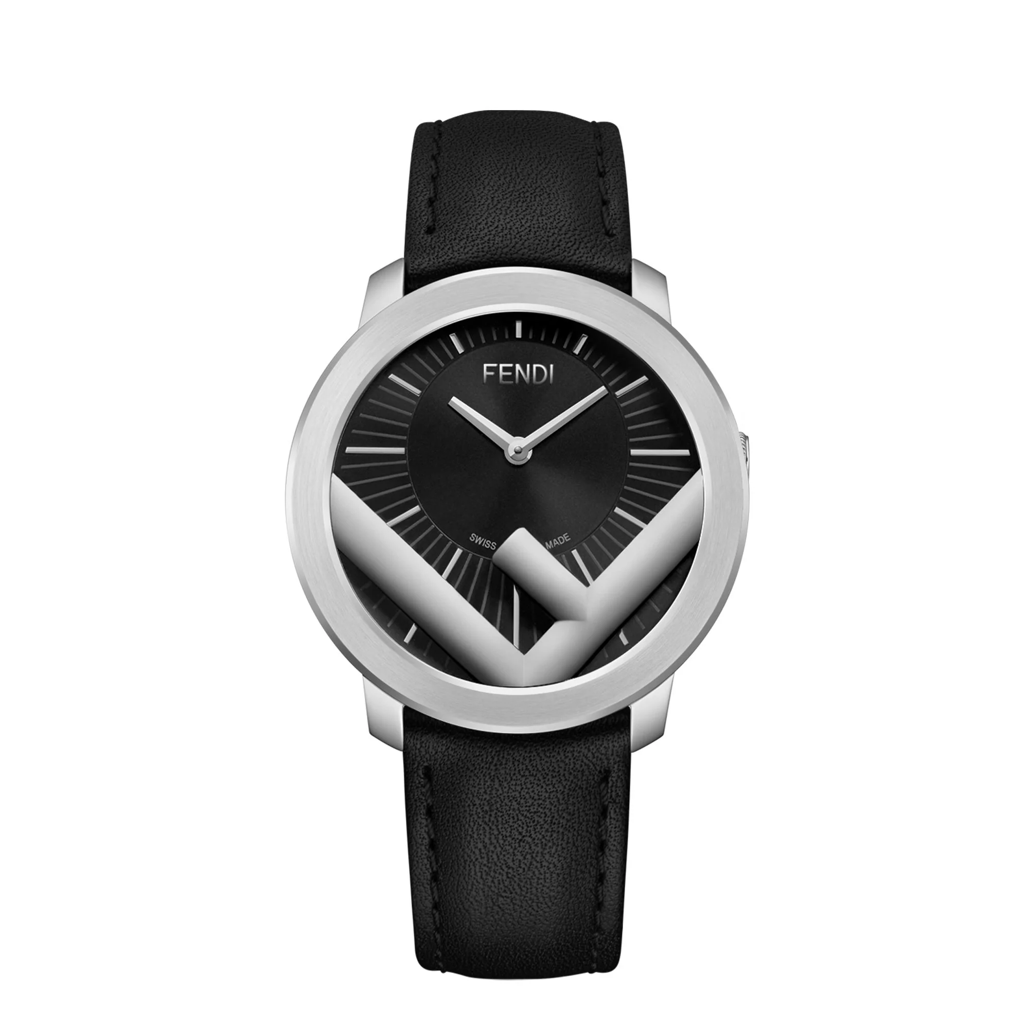 Men's Run Away Watch Ss w/Calf - Black