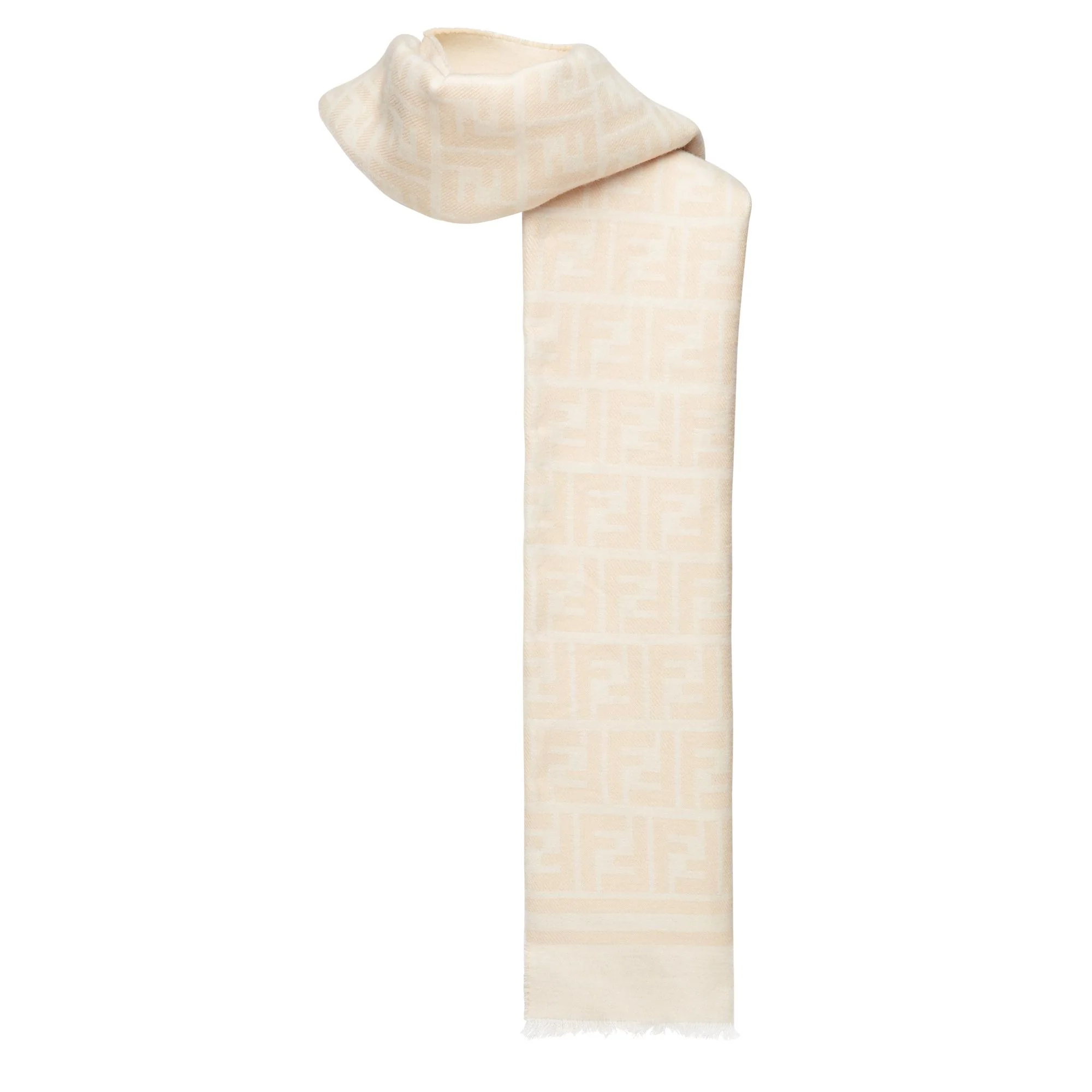Women's FF Silkwool Scarf - Cream - Image 2